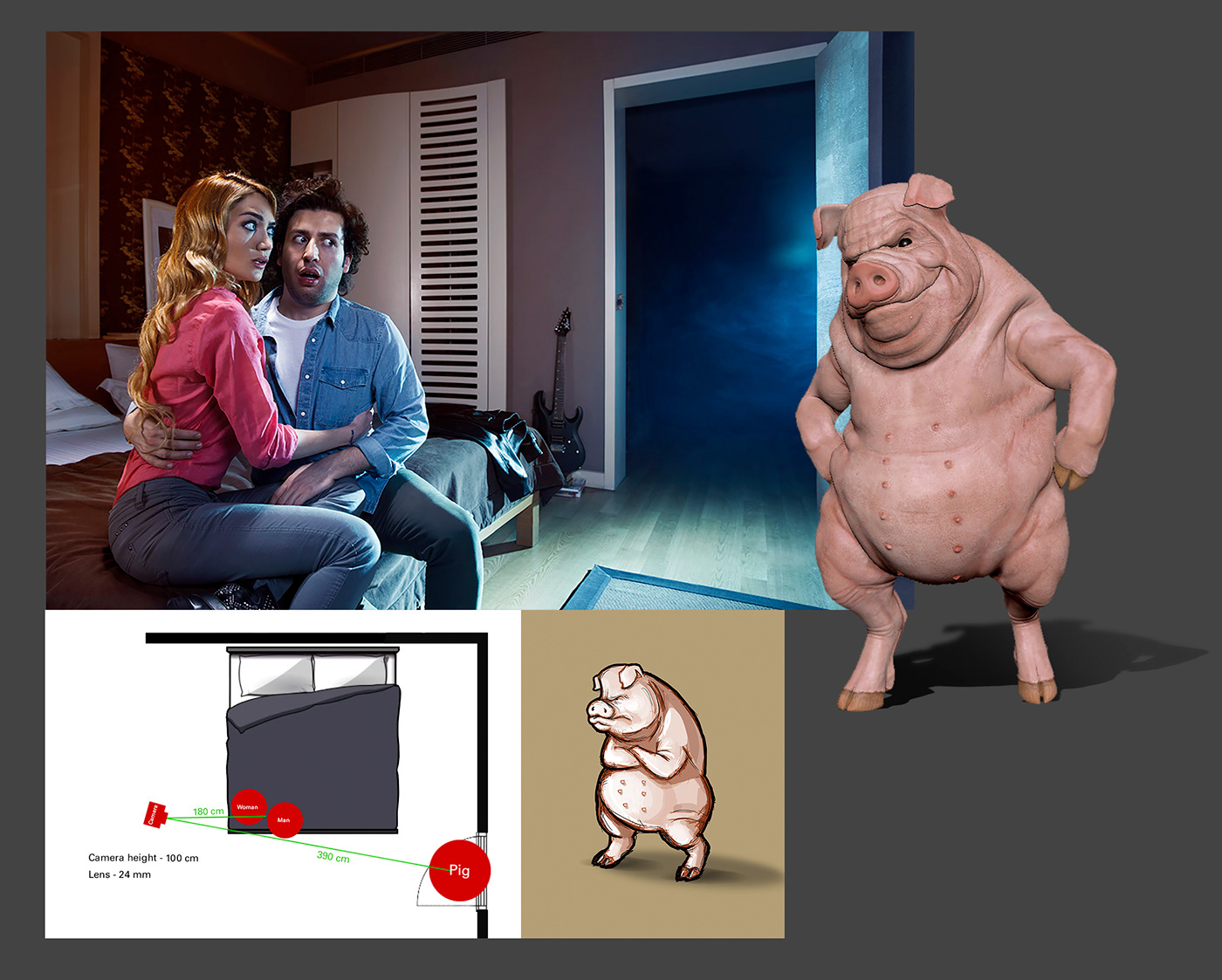 animal Characther close up funny pig Digital Art  ILLUSTRATION 