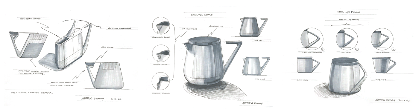 Coffee Grinder Design Form Inspired Design Form Project industrial design  kettle design Matthew Derry mug design Photoshop Rendering product design 