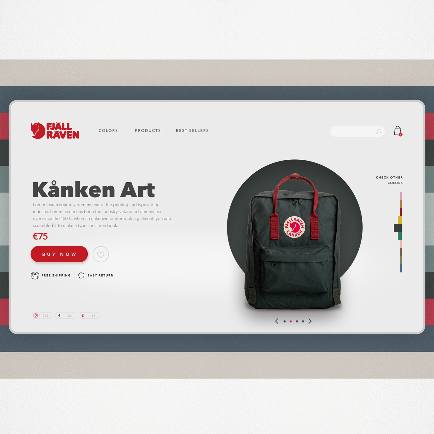 kanken Fjällräven Webdesign Interface bag product Fashion  desktop creative Minimalism