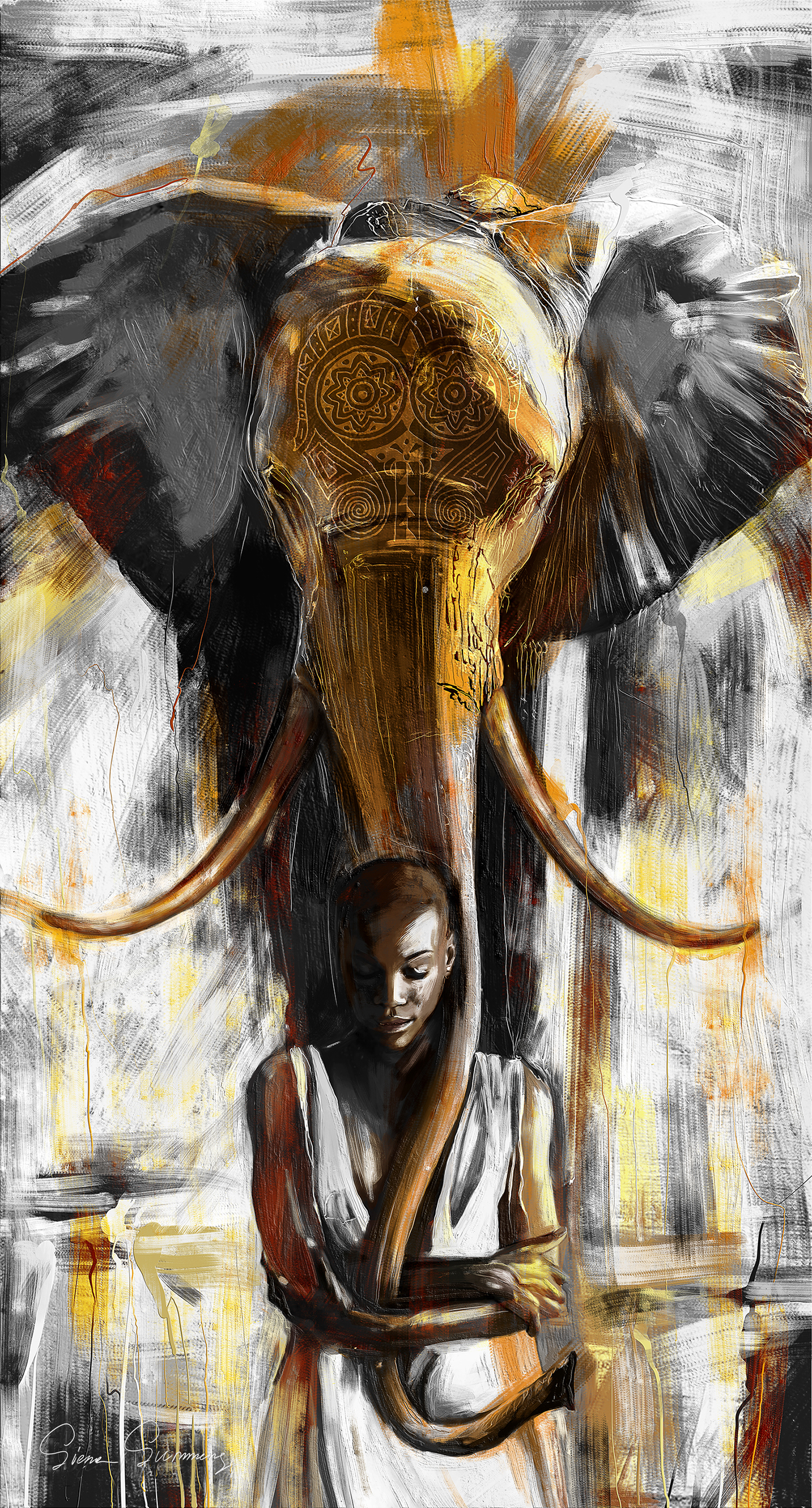 paint photoshop wacom Cintiq africa women unity Nature elephant digital