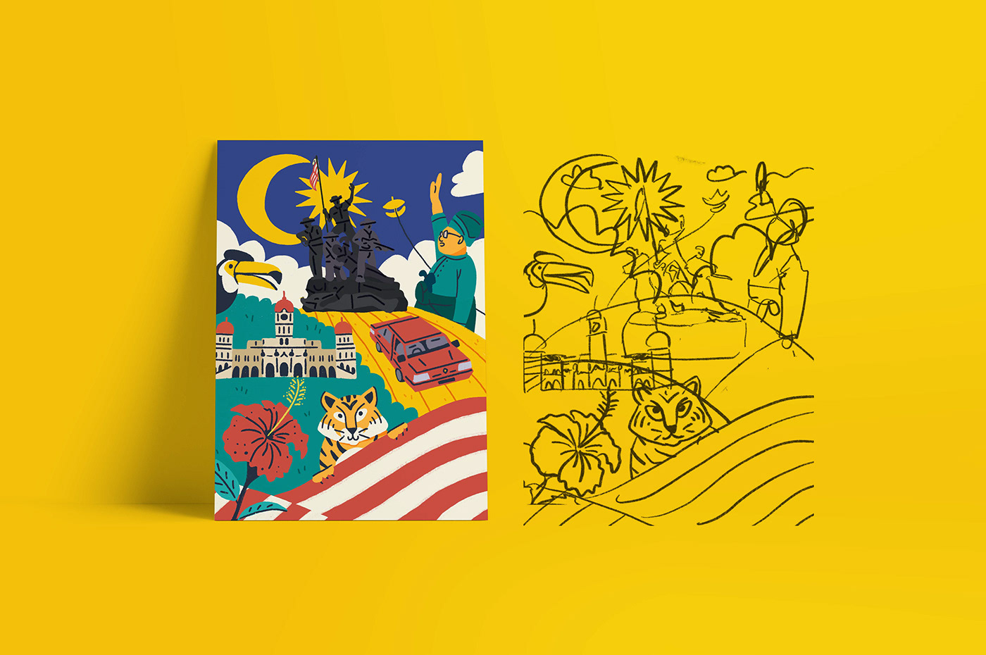 asia Independence malaysia merdeka projek sembangsembang sembangsembang Quirky Illustration
