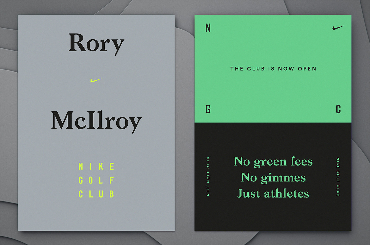 Nike nike golf rory mcilroy identity logo branding  clothes book design