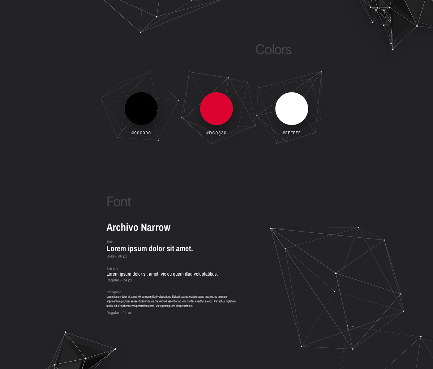 dark black red Low Poly abstract 3D landing page Long page contrast lines