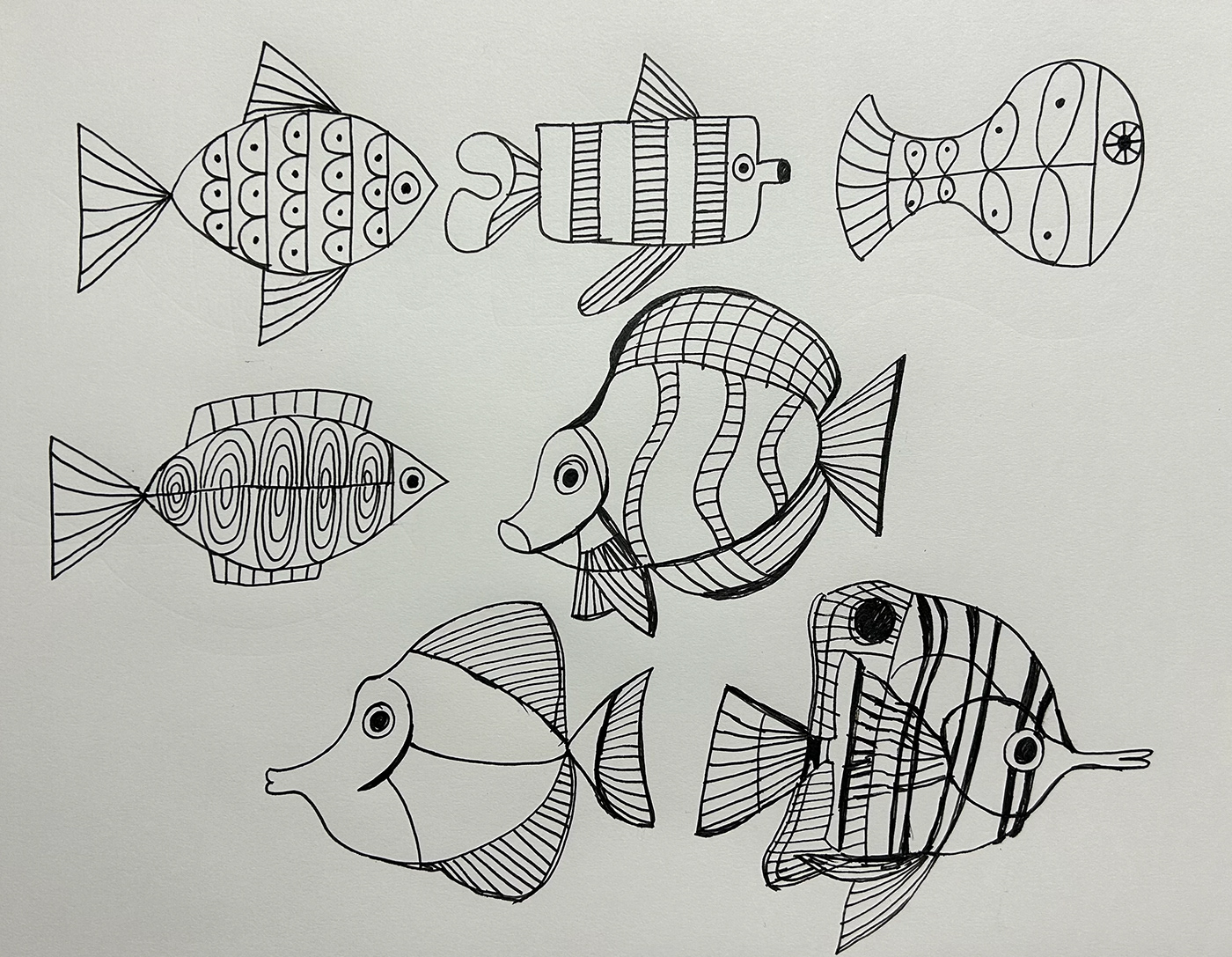 fish ILLUSTRATION  Drawing  cbdrawaday creativebug linedrawing micron pen sketchbook sketches