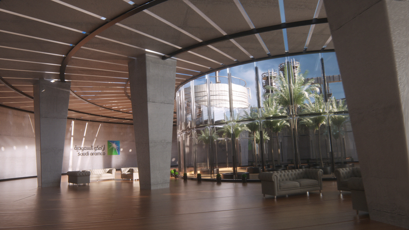ARAMCO 3D animaiton buildings refinery motion octane Saudi glass