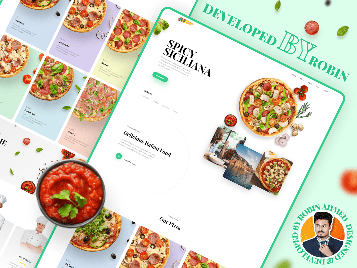 development Ecommerce elementor Food  healthy Pizza vegetables Web Design  Website wordpress