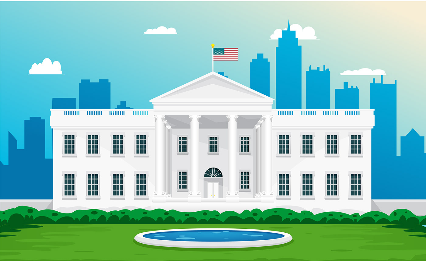 2D Animation america Drawing  ILLUSTRATION  Motion Graphy Office president Trump usa White House