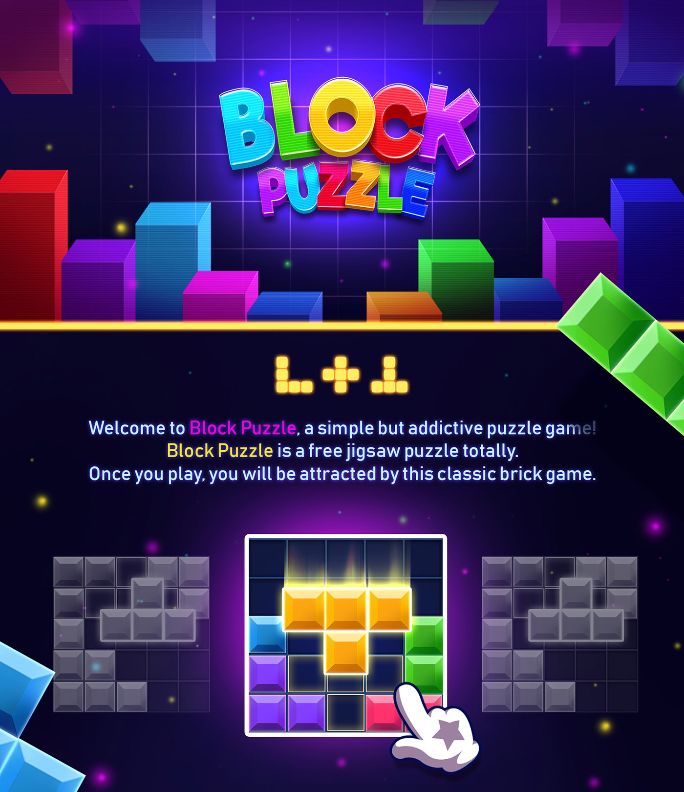 Neon Galaxy Block Puzzle on Behance  Game design, Design puzzle, Game ui  design