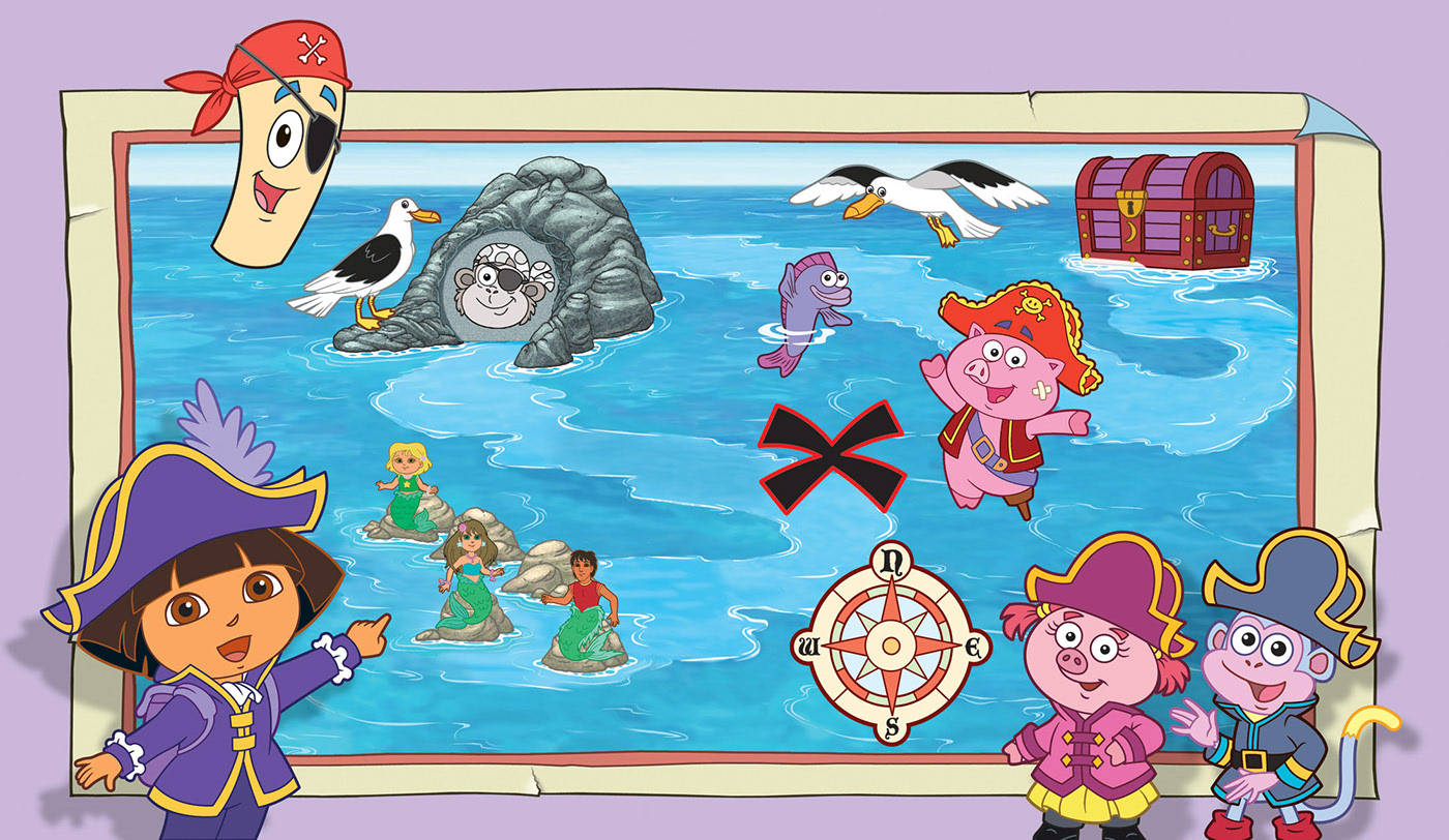 Dora's Pirate Adventure - Book w/ stickers - Simon & Schuster.
