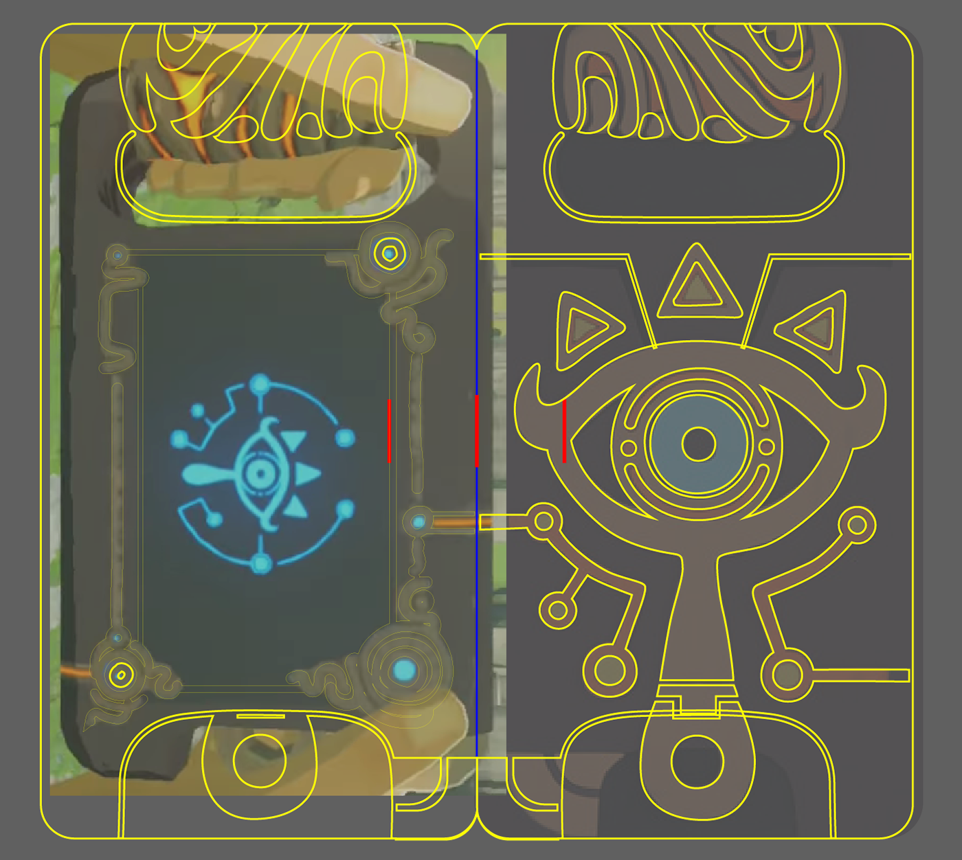 Then you trace the Sheikah slate design for the outside of the card because...