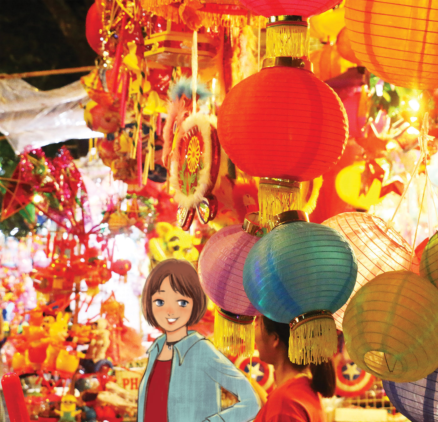 Hang Ma Street in the Mid-Autumn Festival illustration by Cam Giang