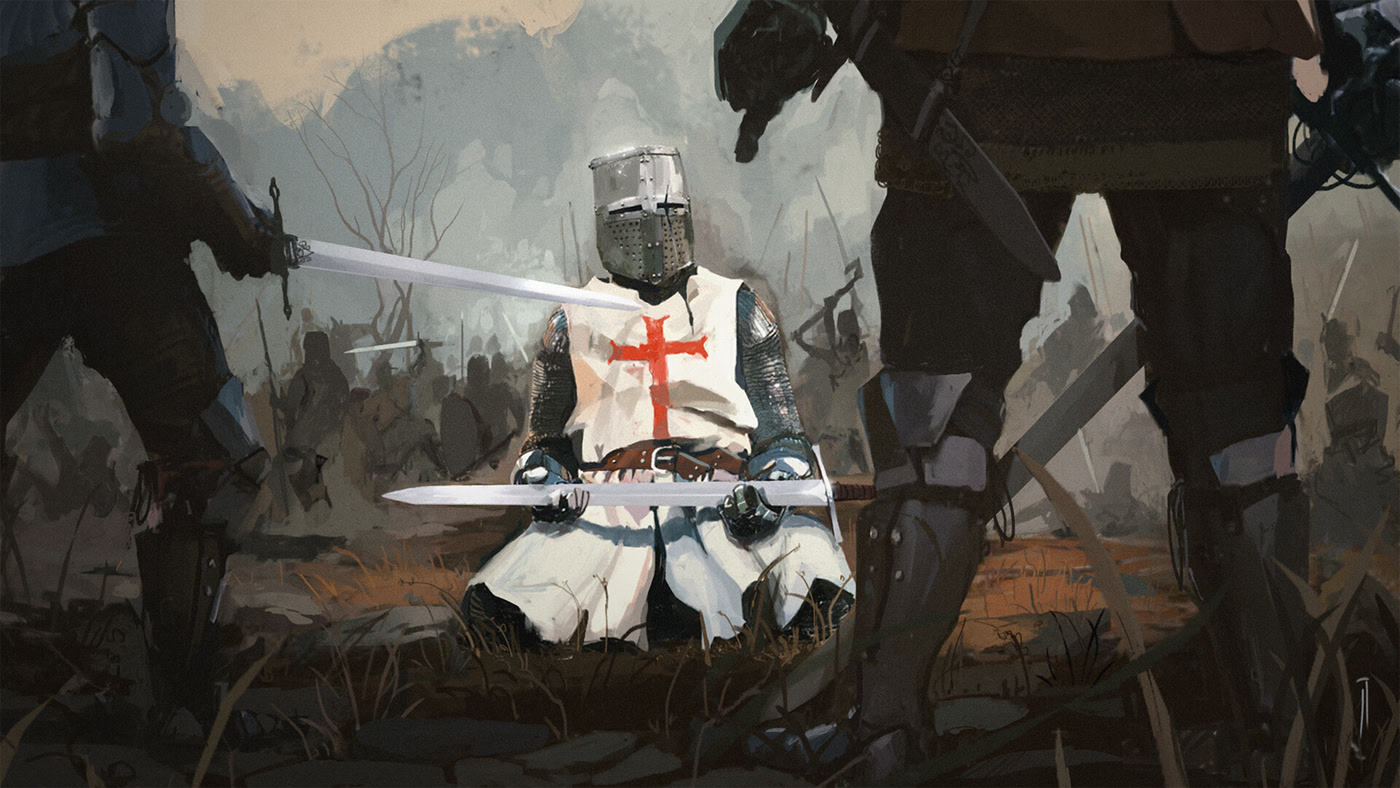 2D concept ILLUSTRATION knight CRUSADER medieval.