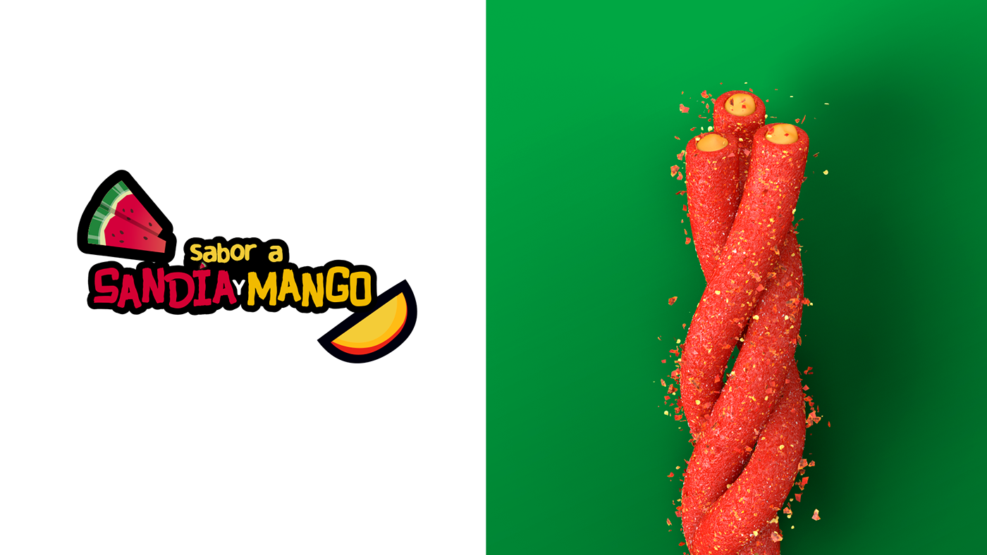 Pelon Pelo Rico gomitiraz Mango Sandia picosito chile pelon tiras 3D animac...