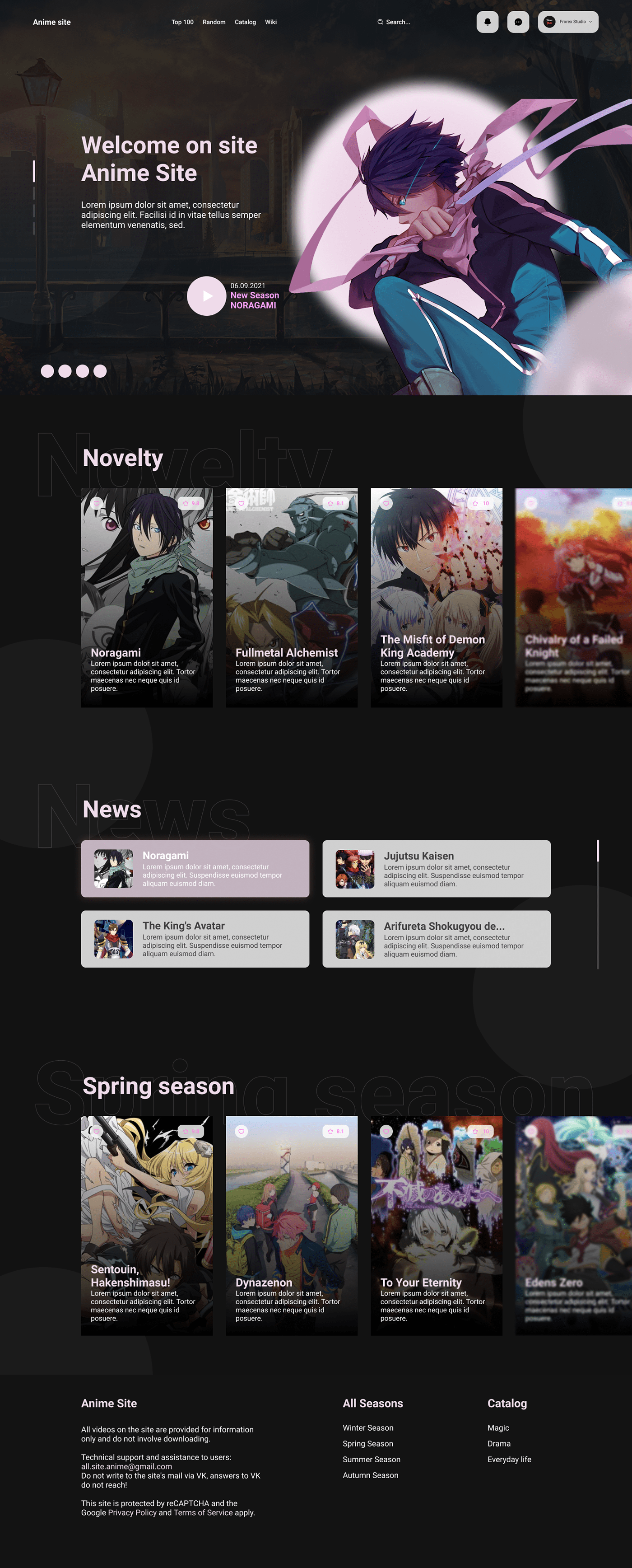 Anime Website on Behance