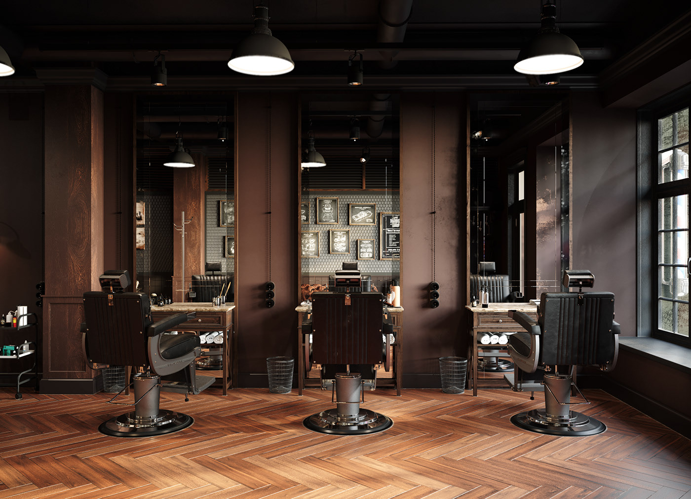 Interior interior design barber shop corona.