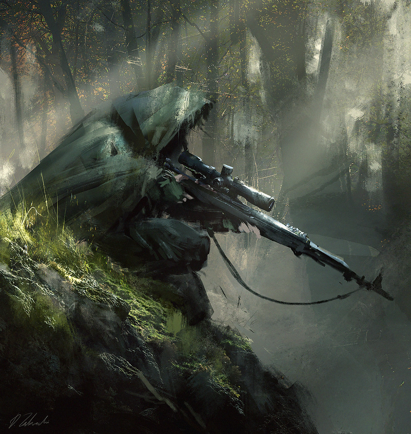 Sniper darekzabrocki sniperriffle Ambush warrior hooded cloak warfare War a...