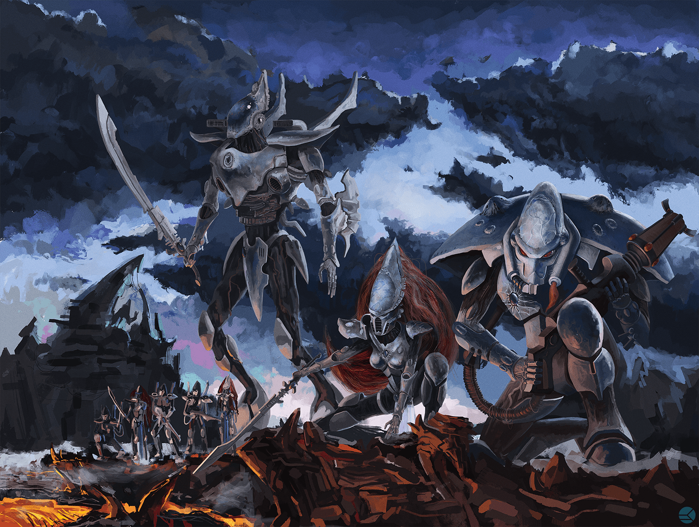 Warhammer concert art eldar digital 2d Game Art Dawn of War Character.
