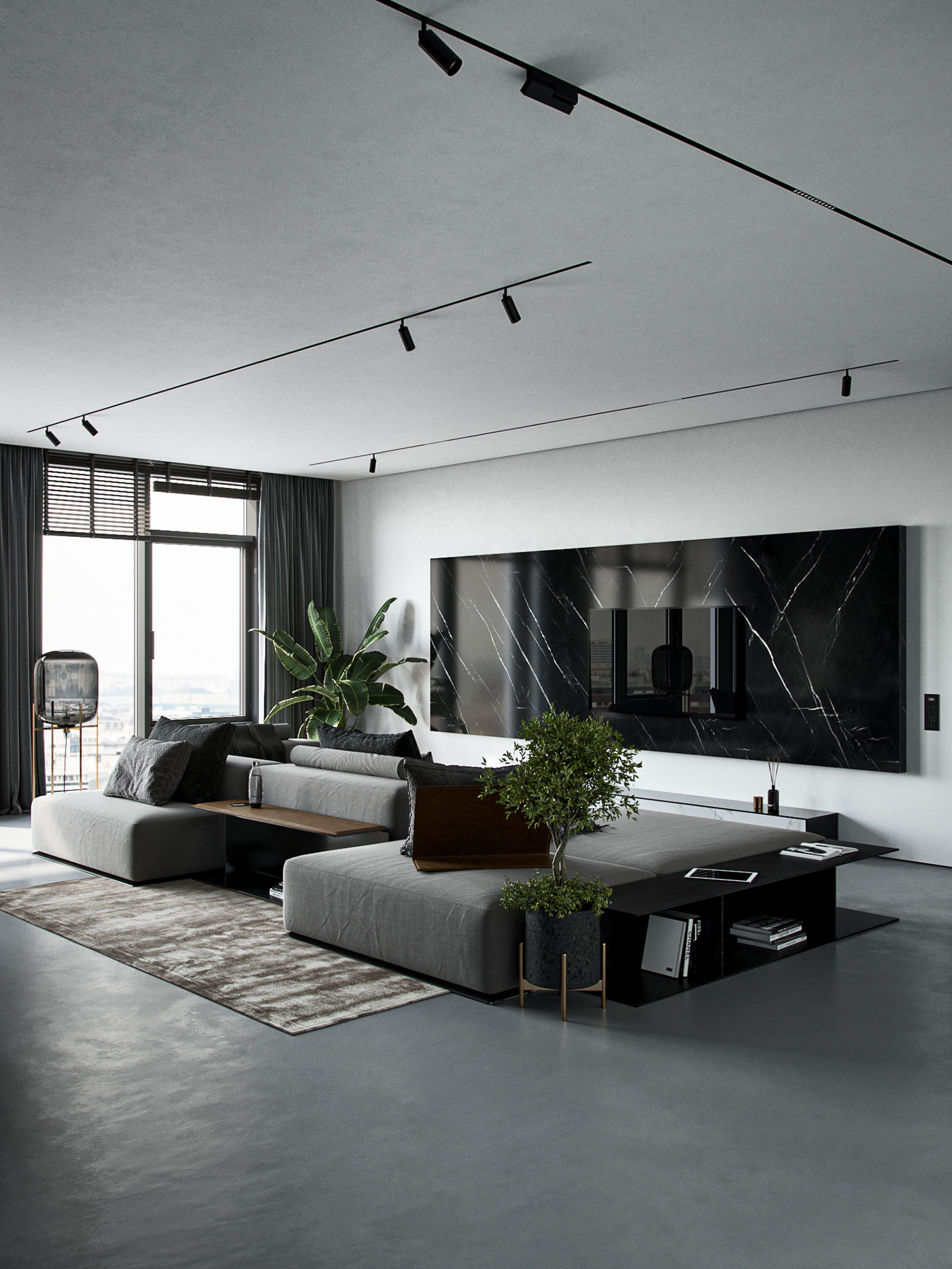 Monochrom Living Room (FREE 3d model) on Behance