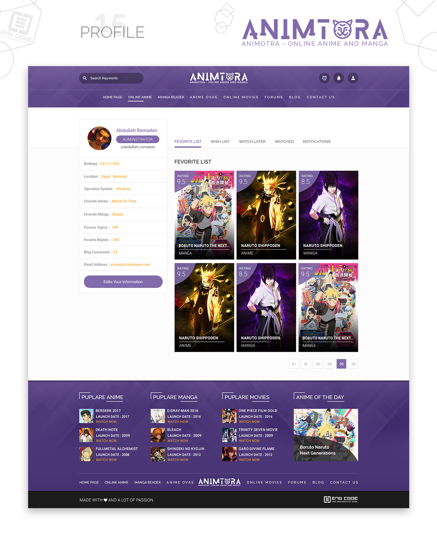 Animotra - modelo de site de anime e mangá online