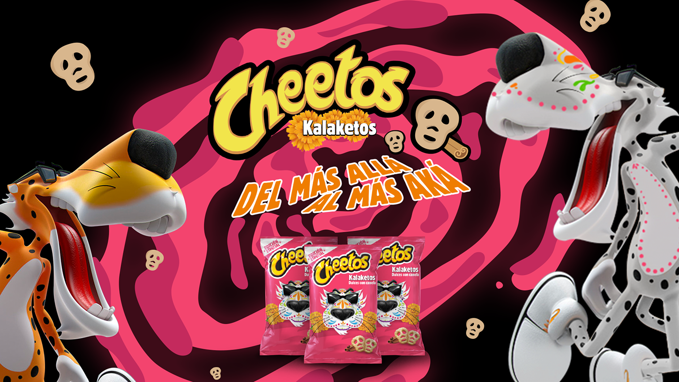Dia de Los Muerto Cheetos branding logo.