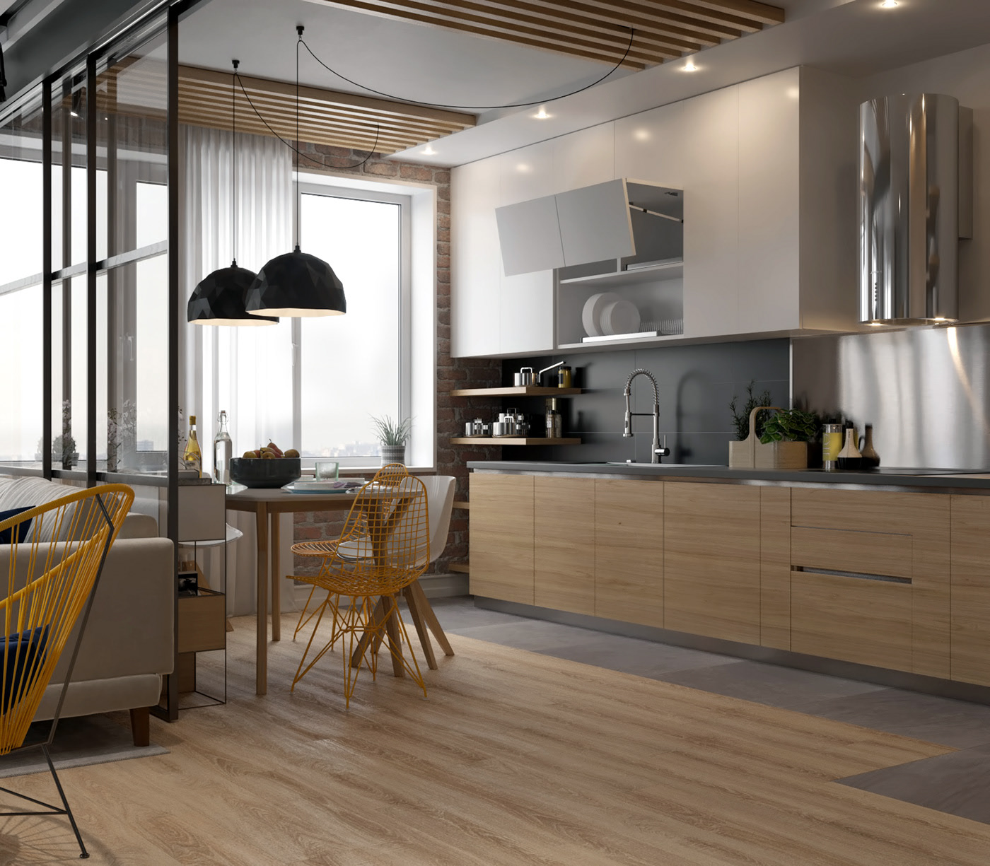 Kitchen-living room on Behance