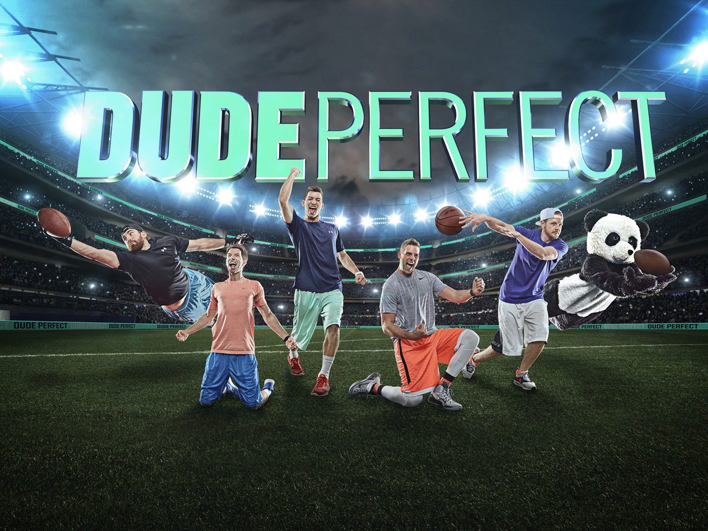 Dude Perfect - Mix of photography assets, 3D type, 3D elements, and photosh...