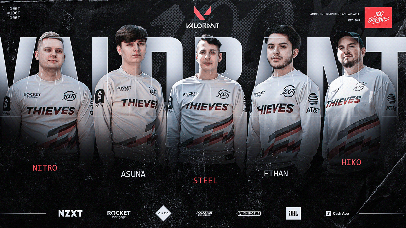 100 Thieves Esports Project  Graphic design photoshop, Esports, Thief