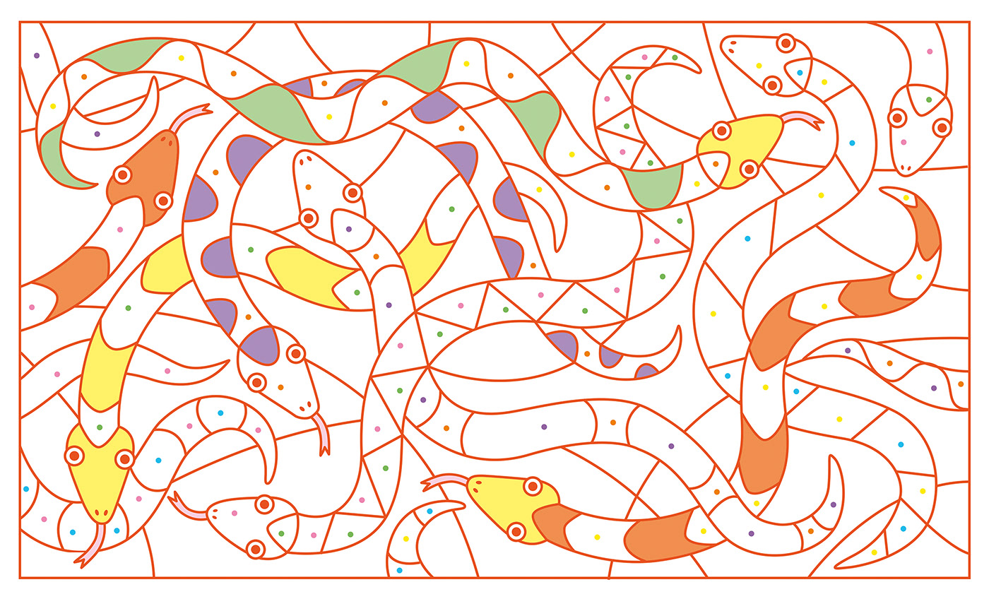 "Colour by numbers" colouring books on Behance