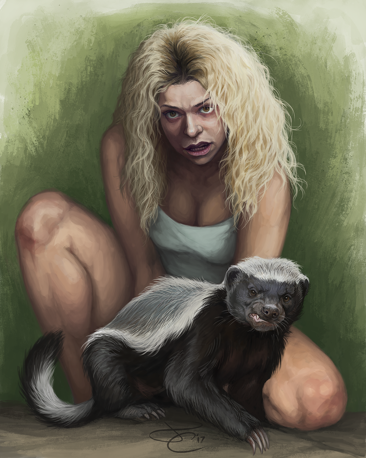 Helena with Honey Badger Dæmon (commission) .