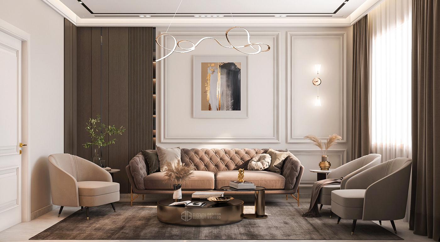 neoclassic living room on Behance