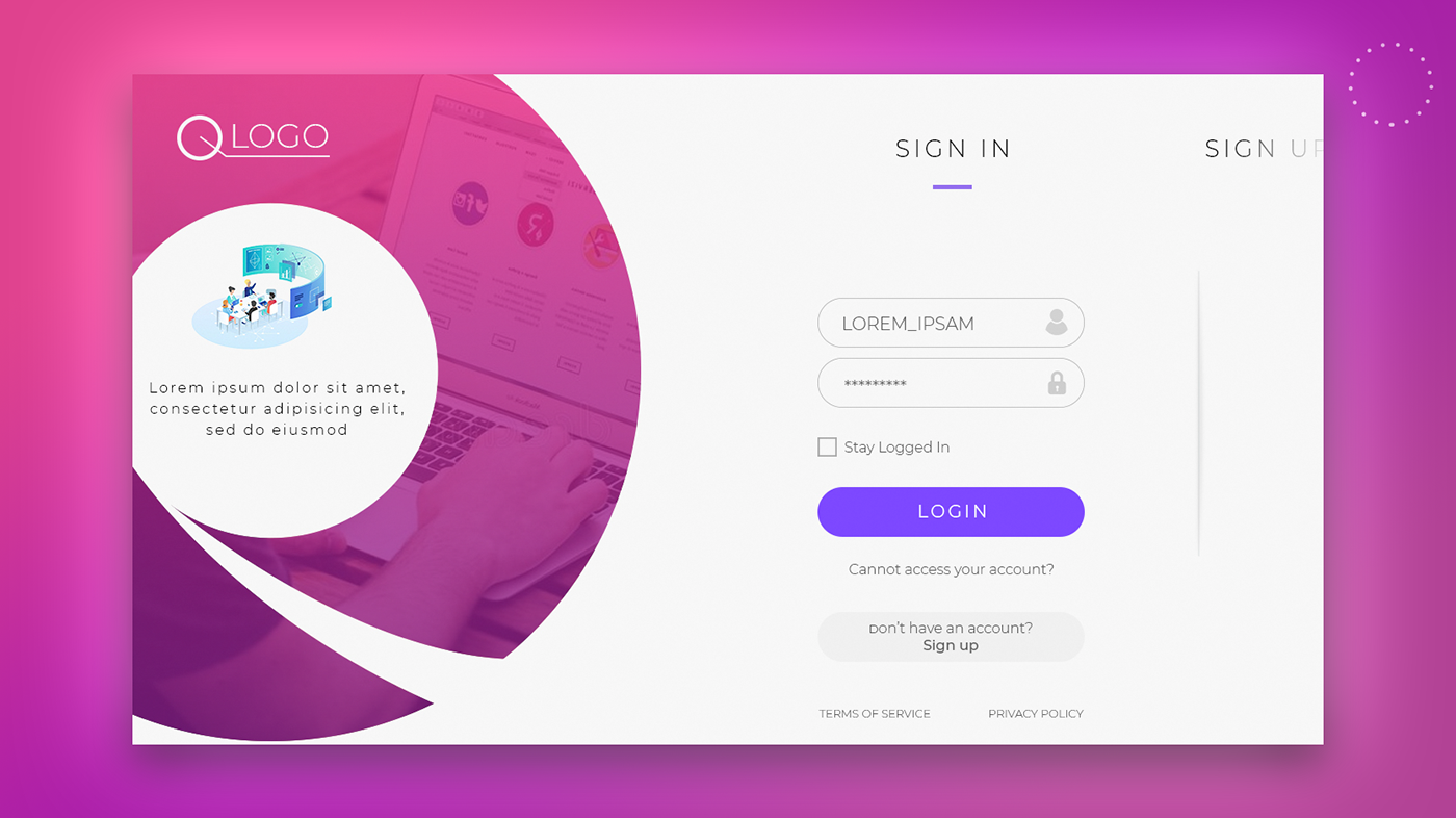 Website Login Page Sign in on Behance