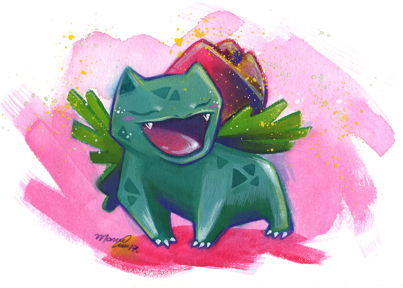 hello everyone! I'm sharing my pokemon painting of Bulbasaur's evolutions  using Himi Miya Gouache (⁠≧⁠▽⁠≦⁠) : r/Gouache