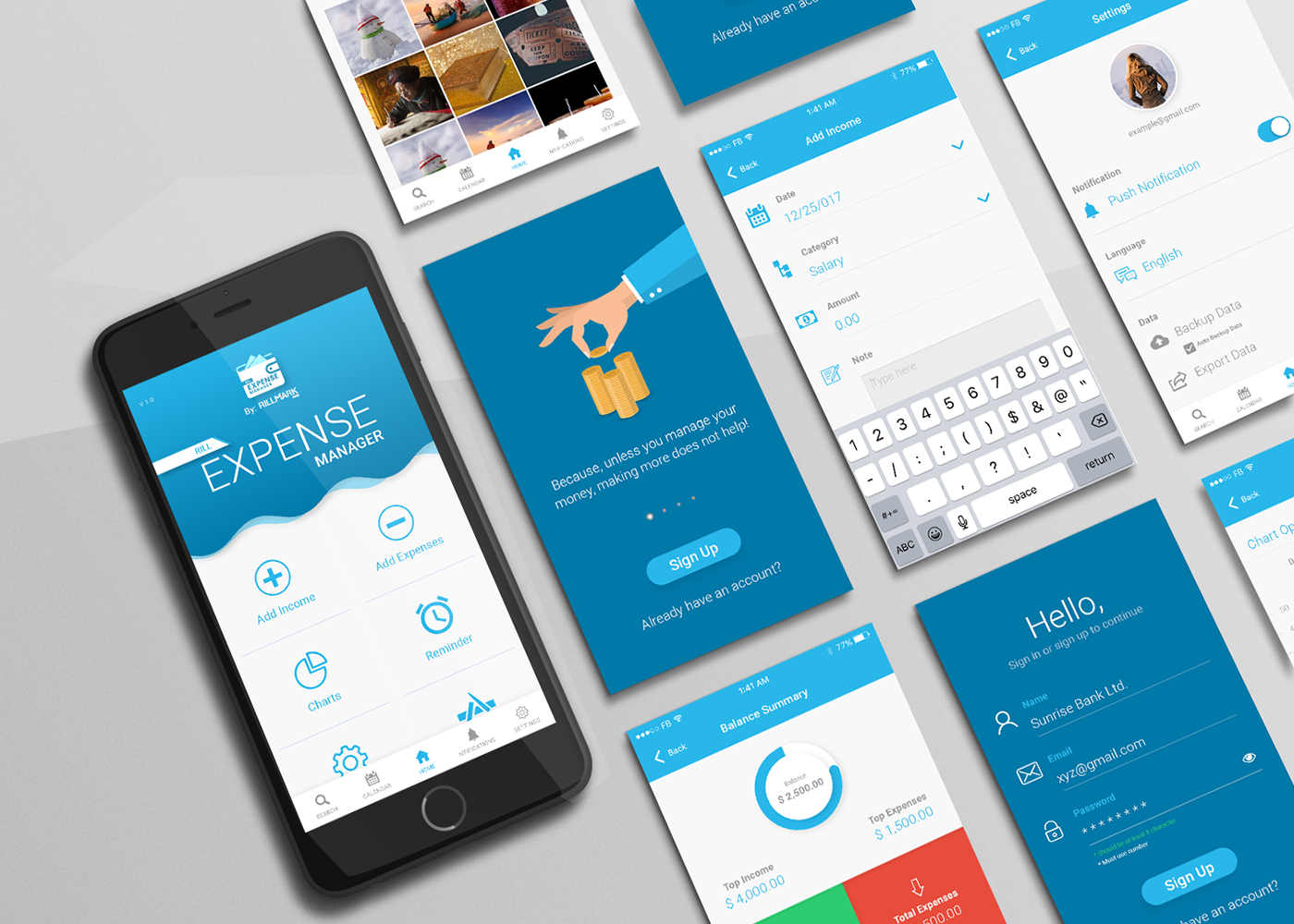 UI ux design expense manager app ios mobile.
