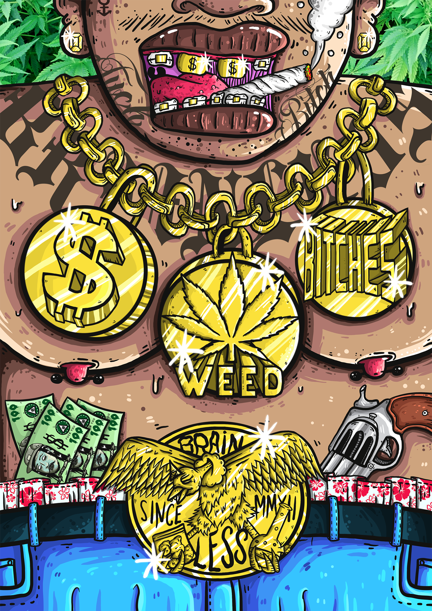Pussy money weed canvas print by moonstatic