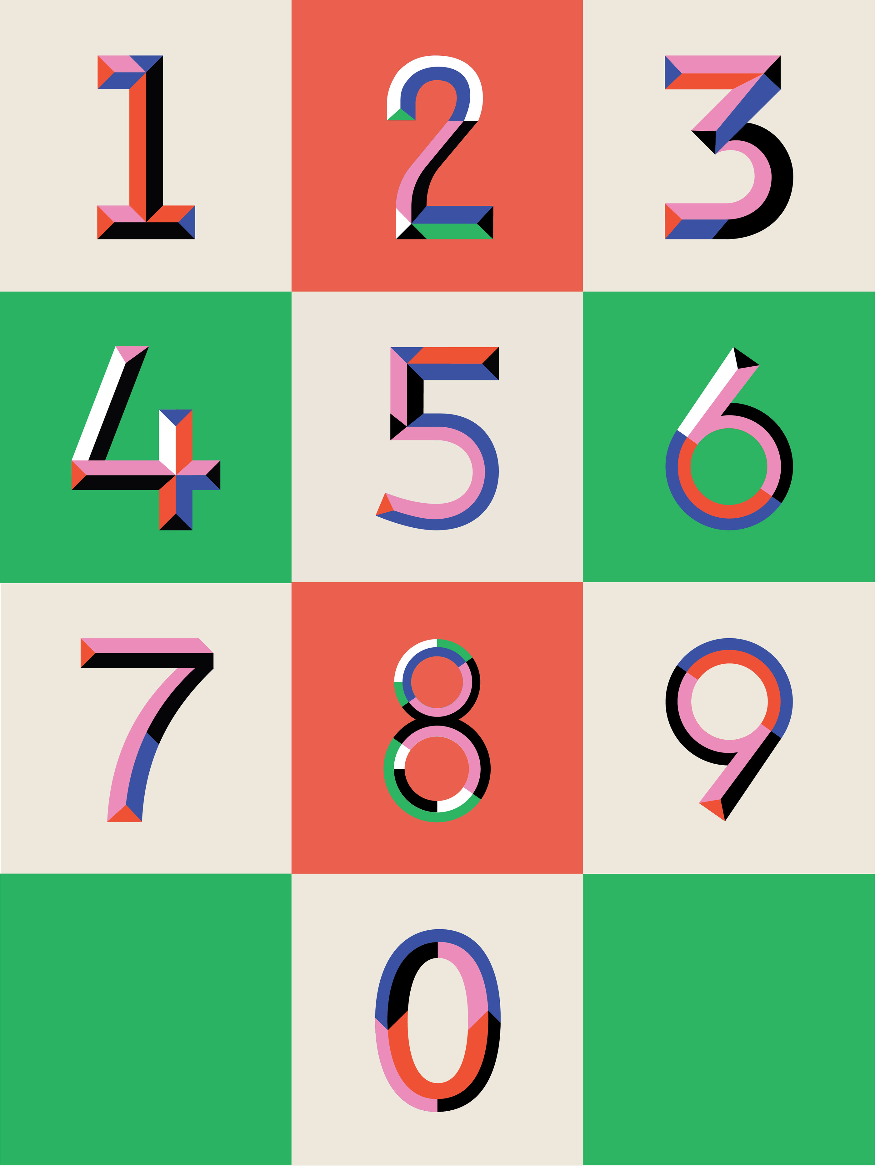 Colourful numbers on Behance