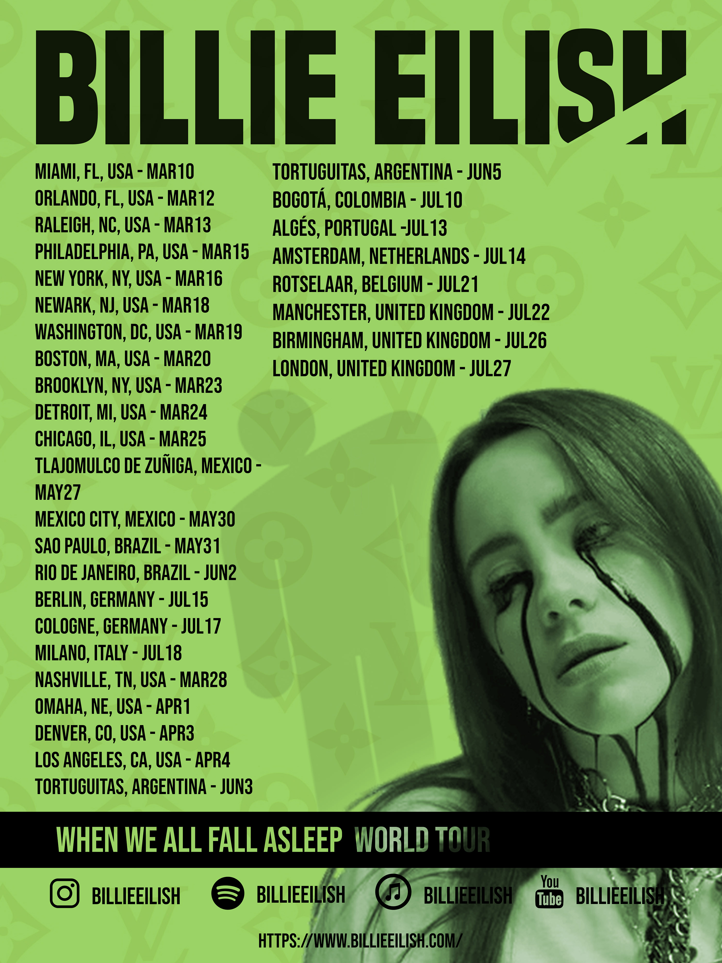 billie eilish world tour dates