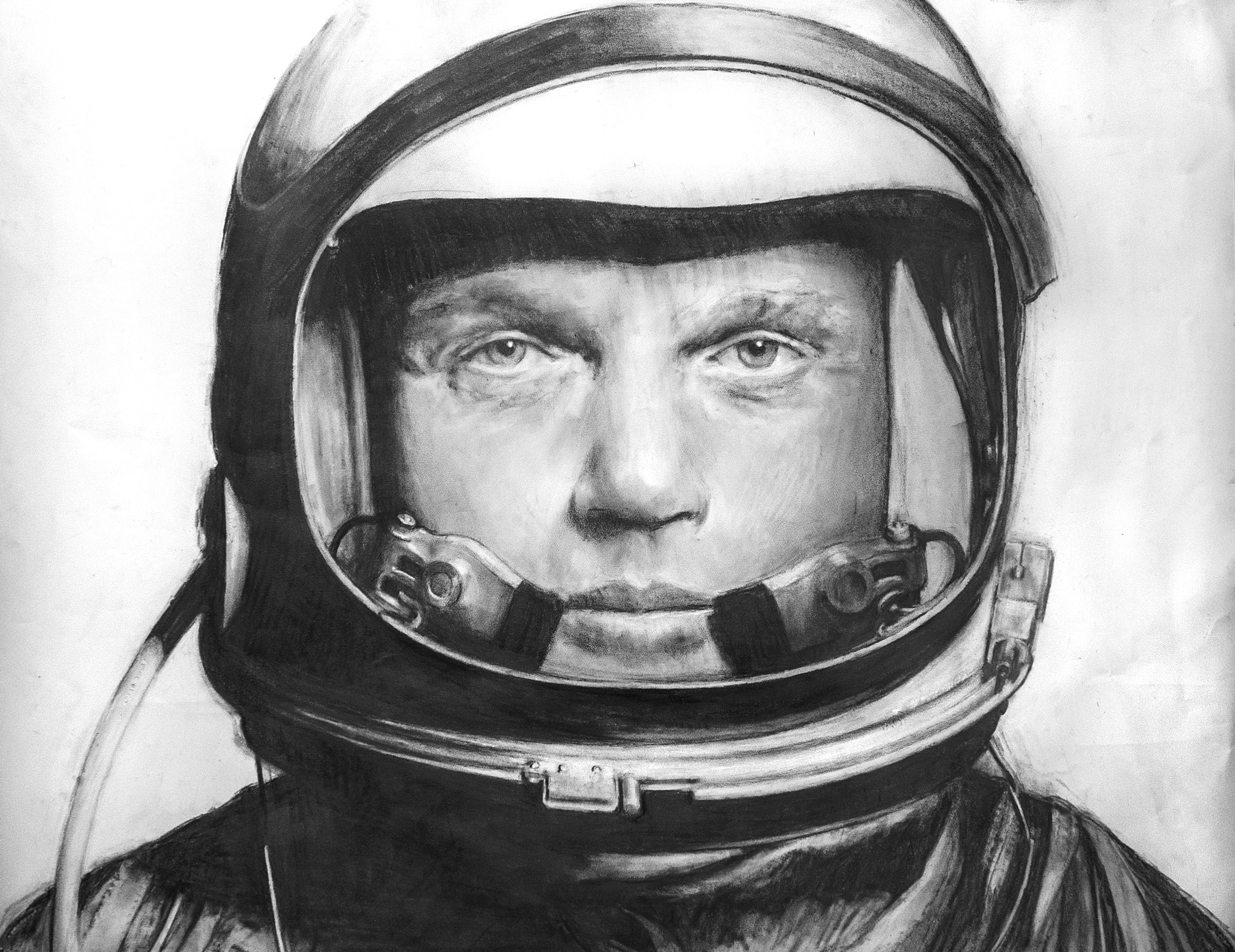 Рисунок гагарин в мире и россии. Джон Гленн космонавт арт. Гагарин портрет.
