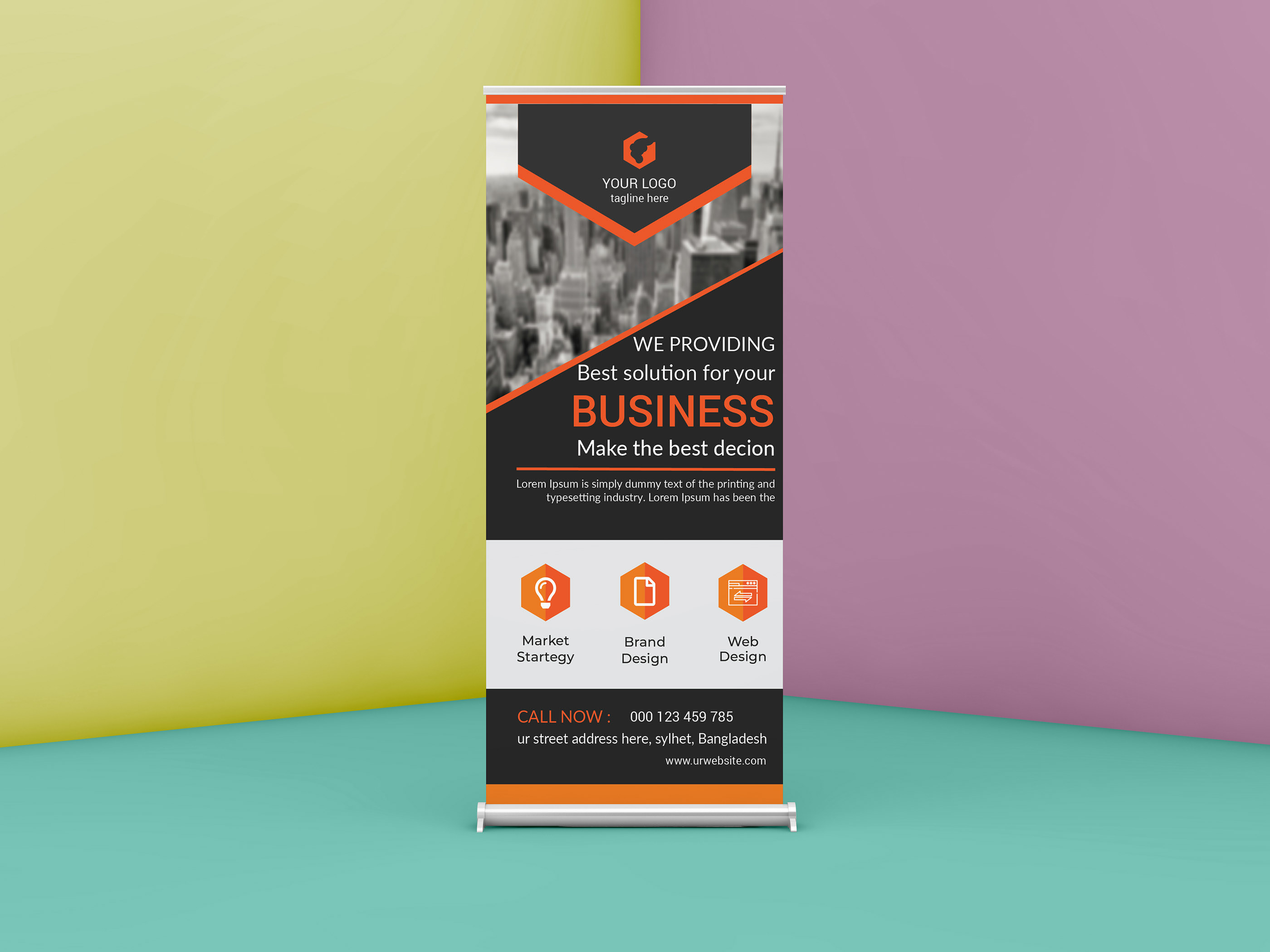 Roll up banner design template free download on Behance