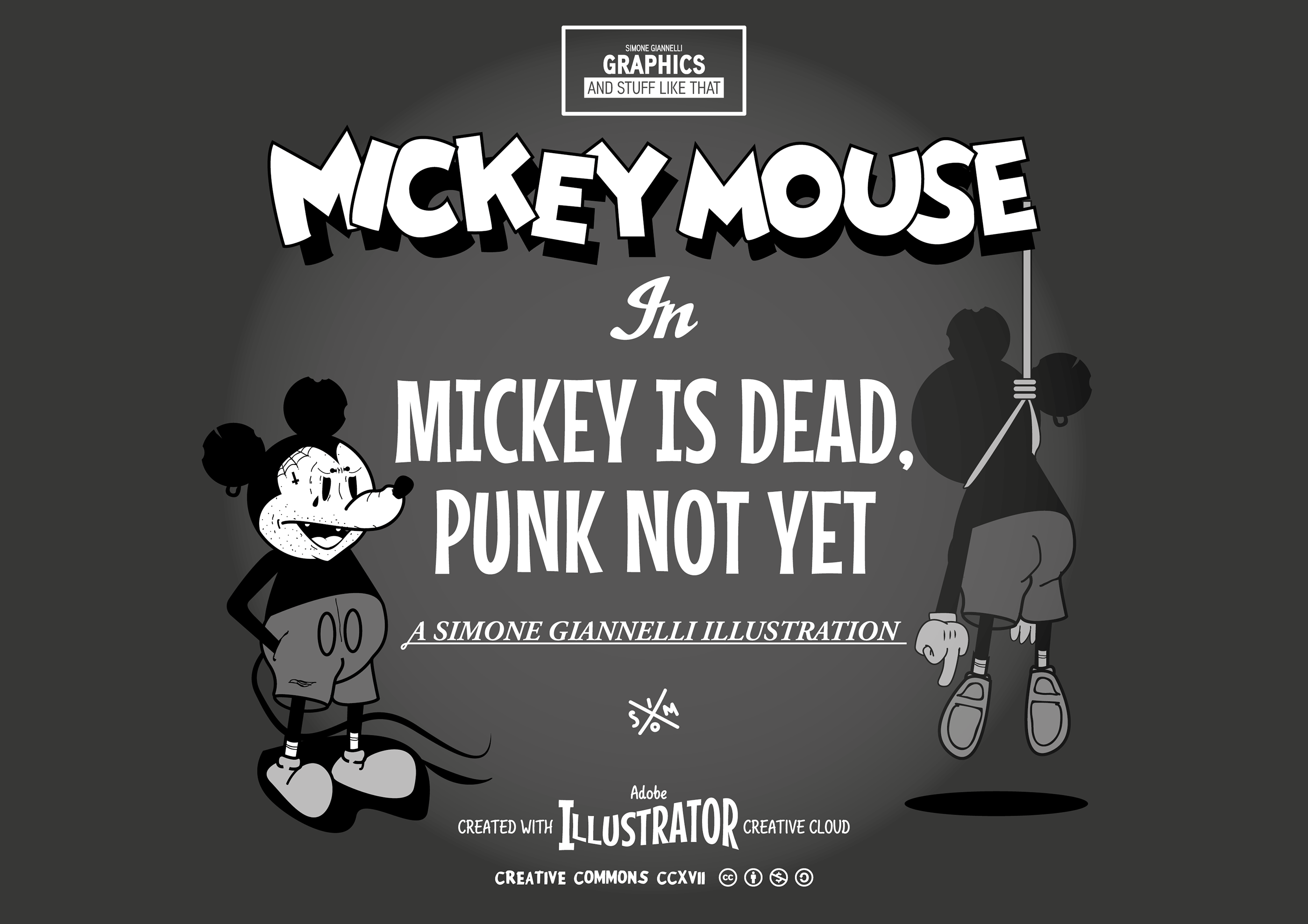 illustrazione mickey mouse mickey punk black.