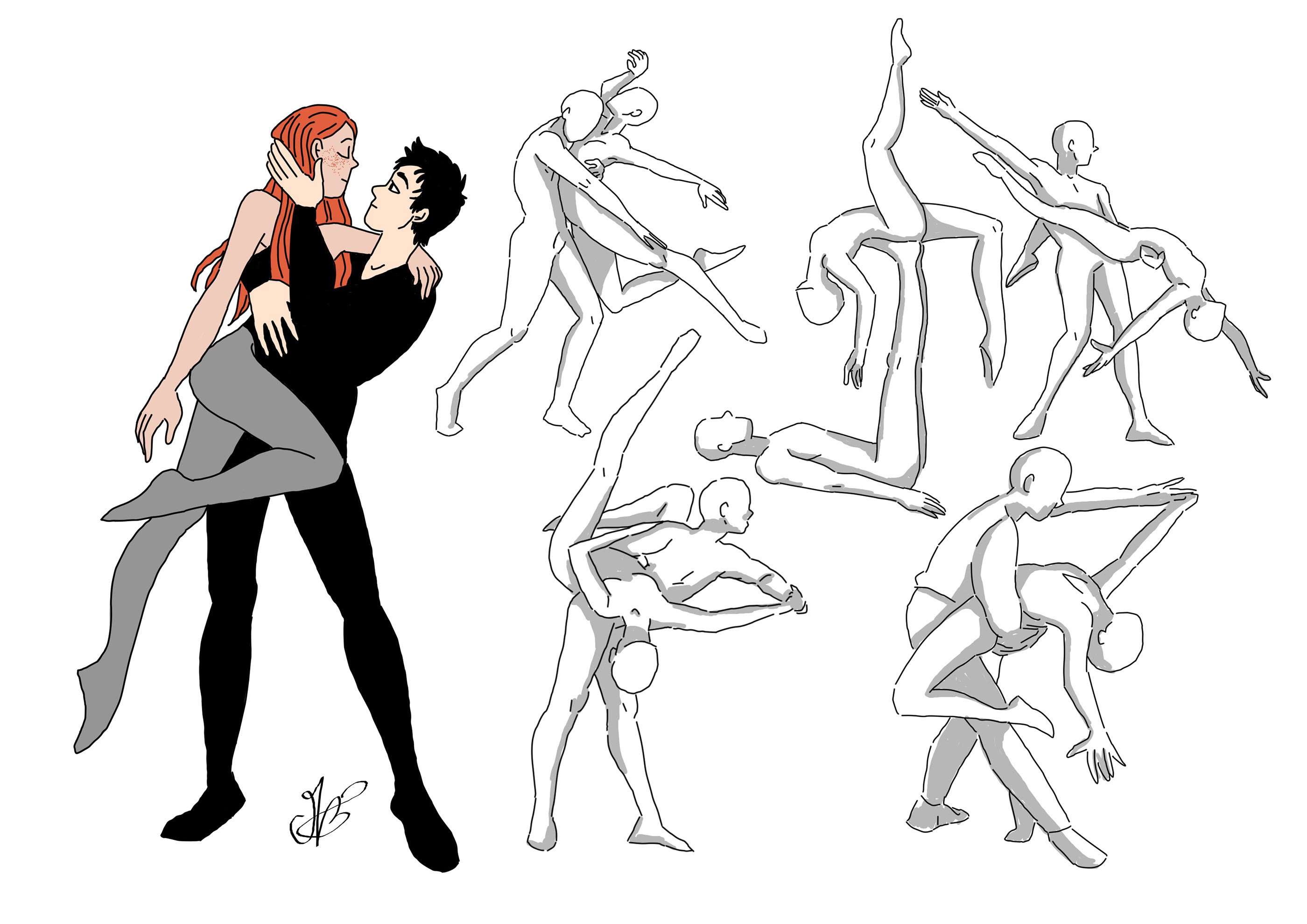 Couple dancing (poses study). 
