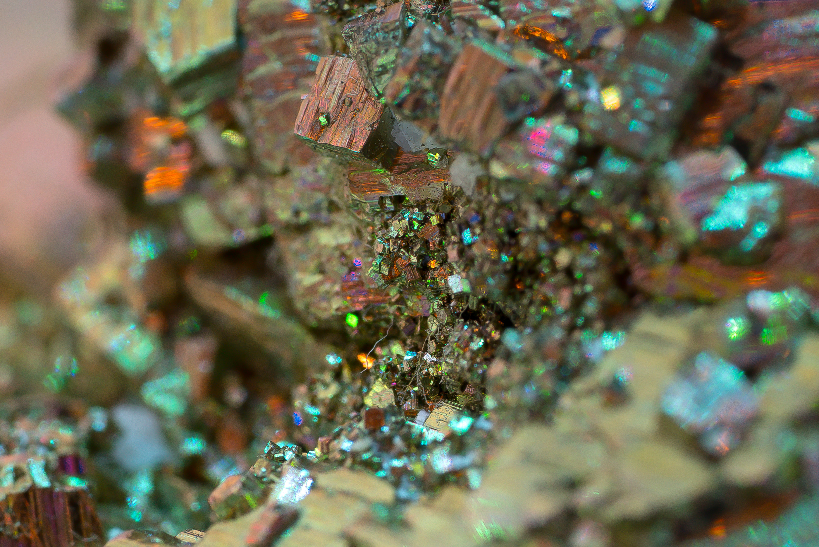 First material. Iridescent Metal. New materials. Colorful Metal. New material photo.