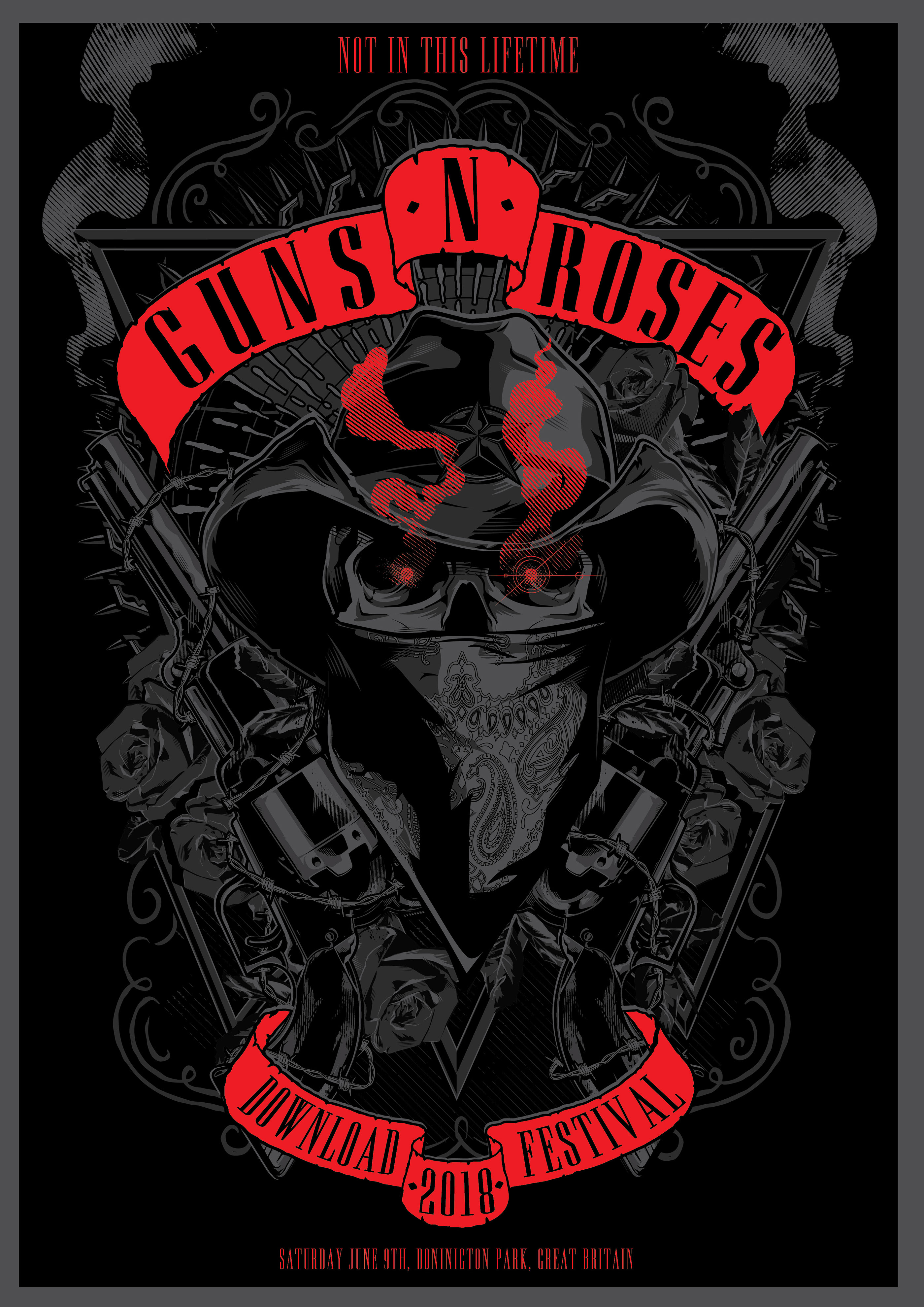 20 x 30 cm Guns N Roses Logo Art 1989 Póster decorativo para pared