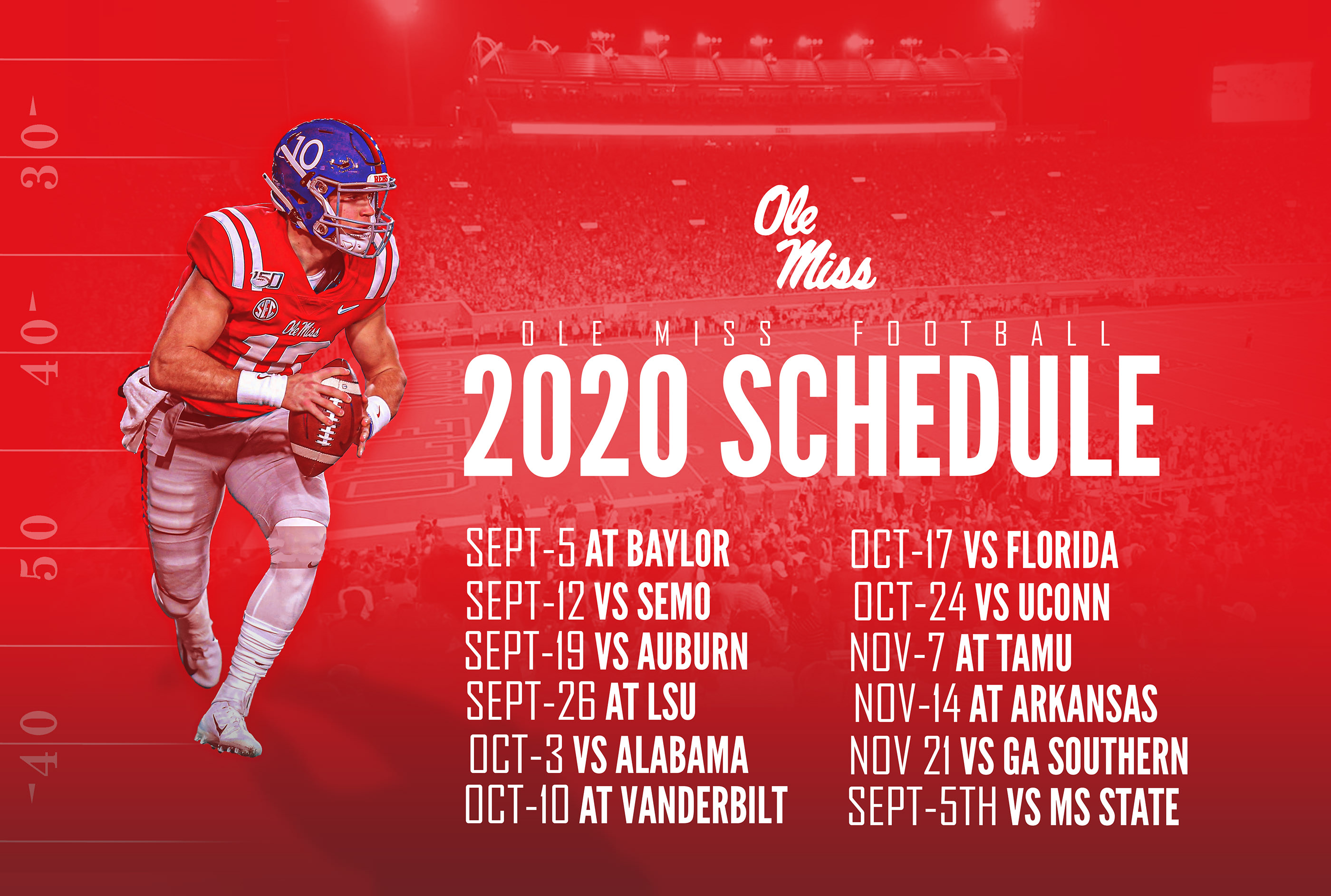 Mississippi Football Schedule 2022 Ole Miss Football Schedule 2020 On Behance