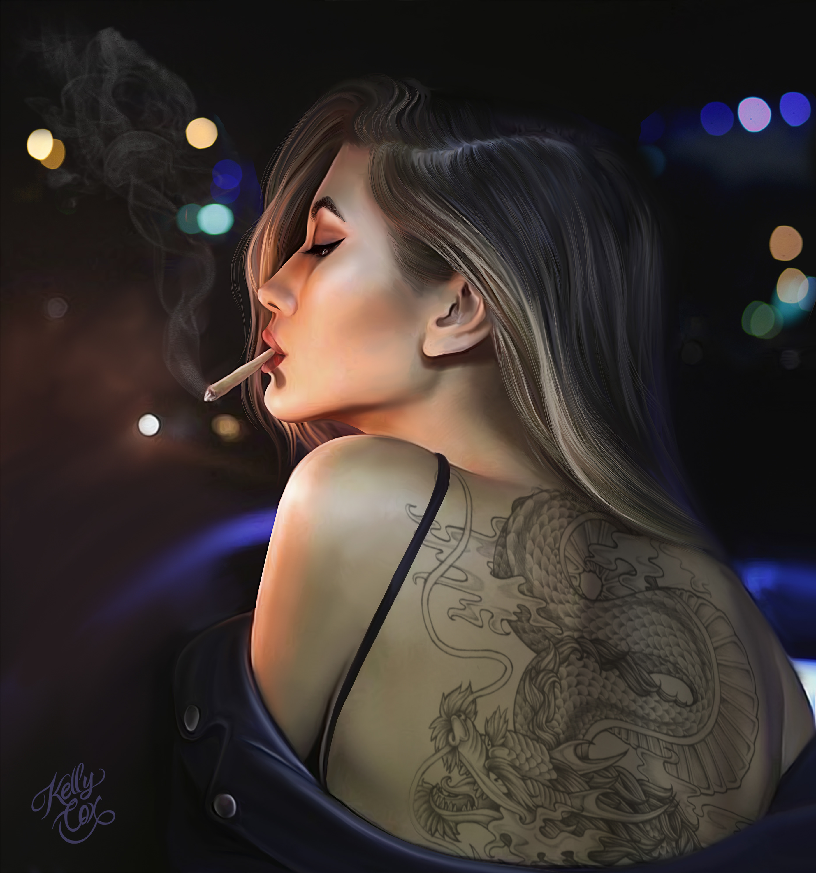smoke girl night.