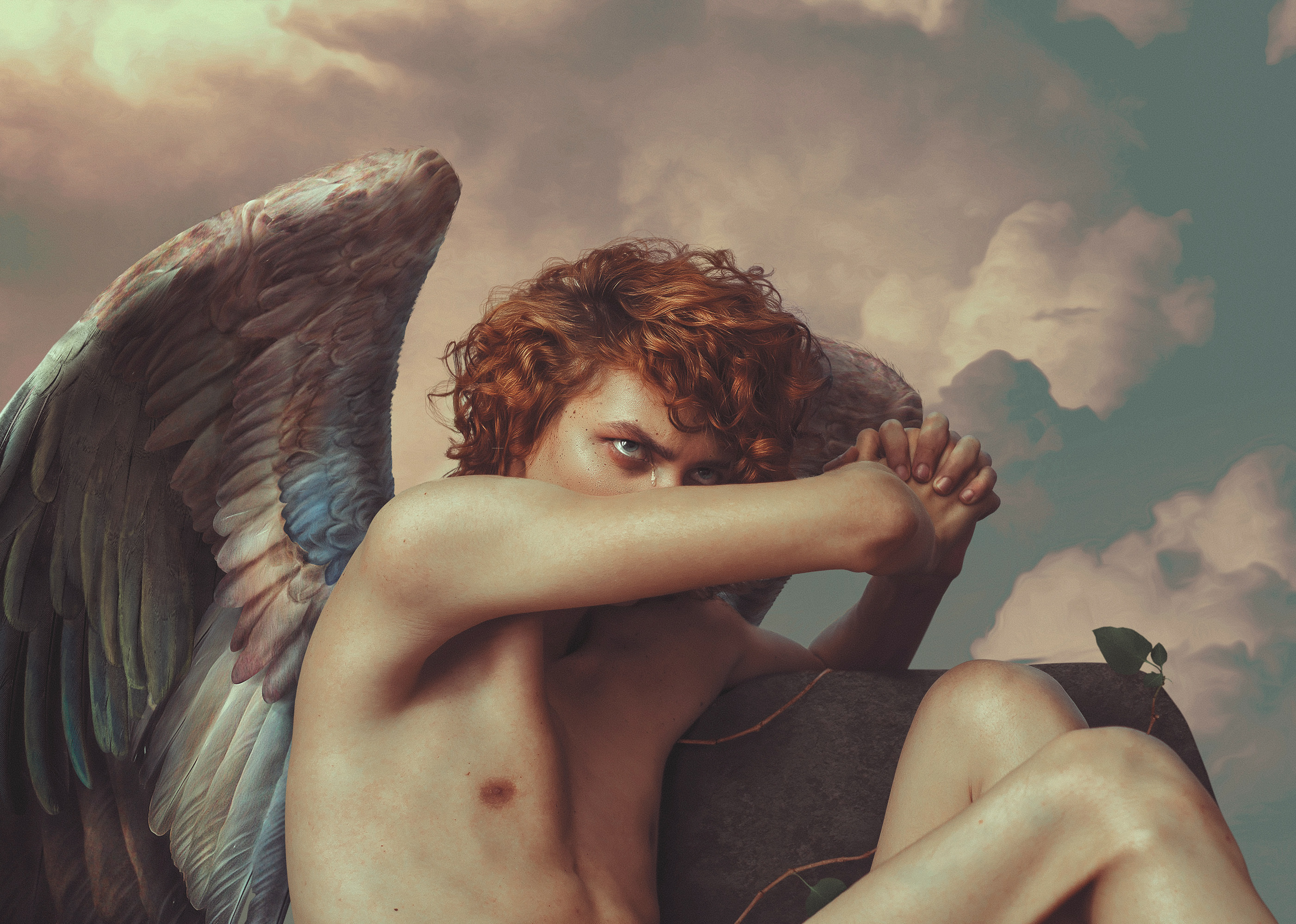 angel clouds Fallen Angel kiss LGBT Love painting Photography pride Renaiss...