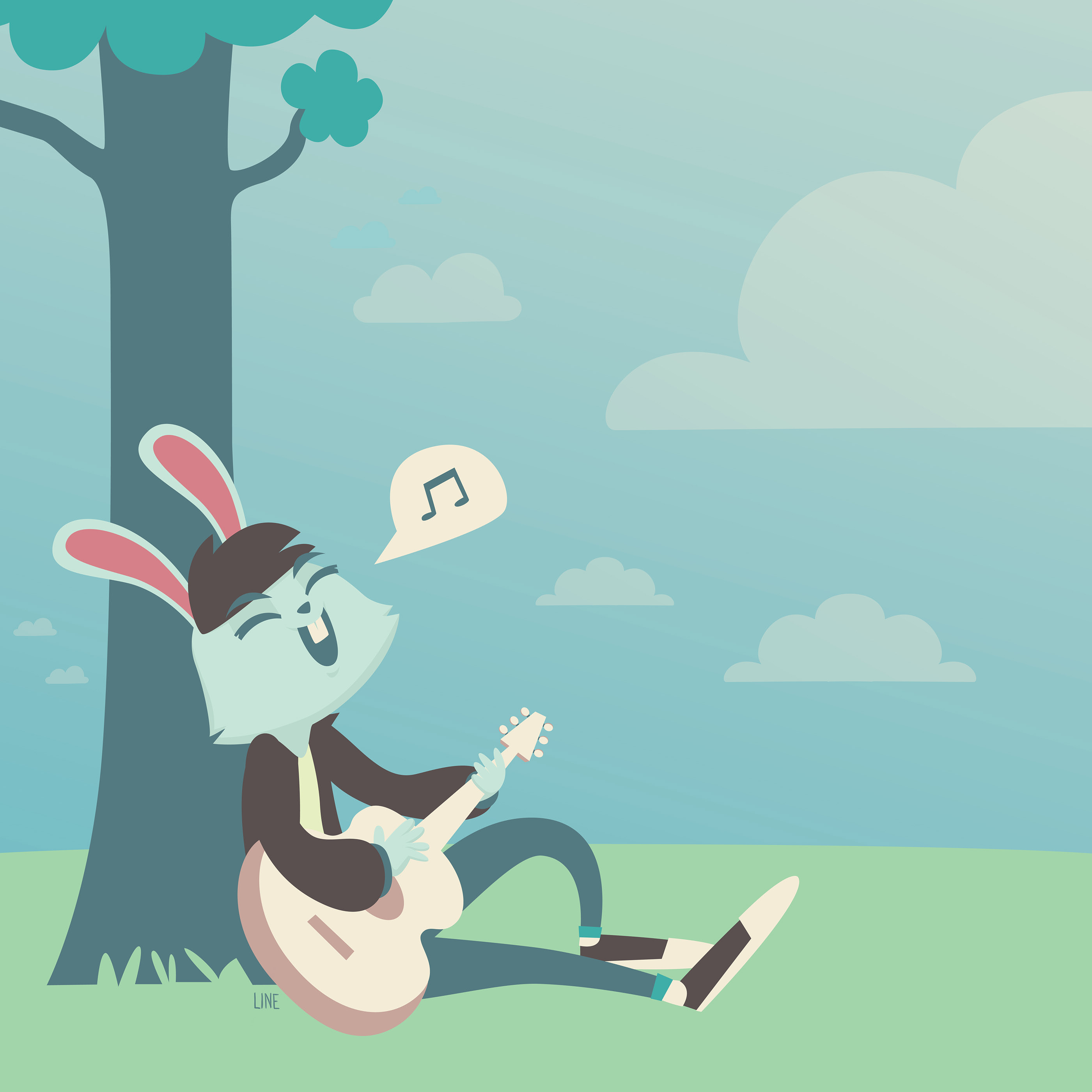 Singing Bunny. Поила зайчик. Кролик играет на гитаре.