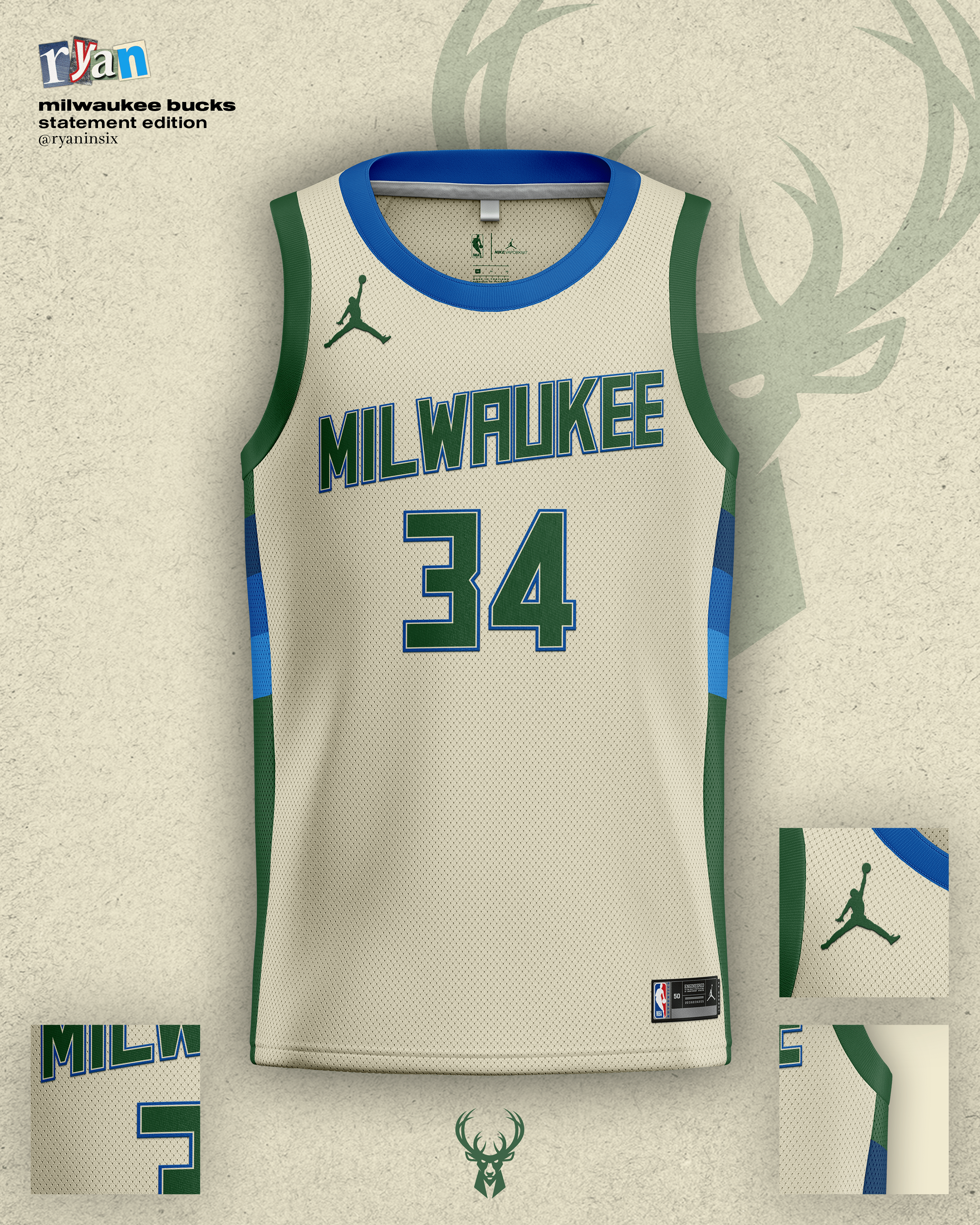 Realistic sport shirt Milwaukee Bucks, jersey template for