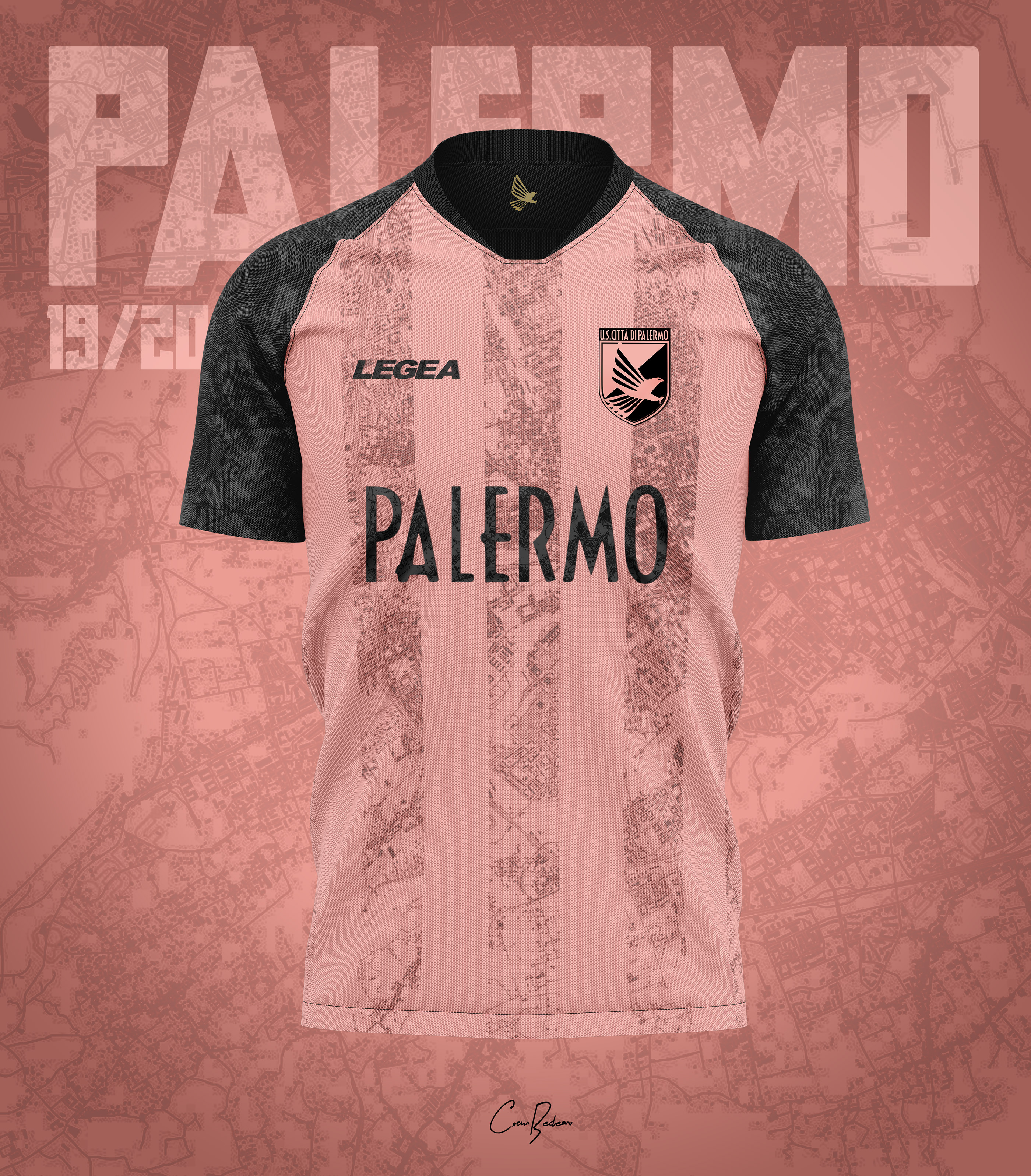 Palermo Italy Calcio Football Soccer Maglietta T Shirt Alternate logo 