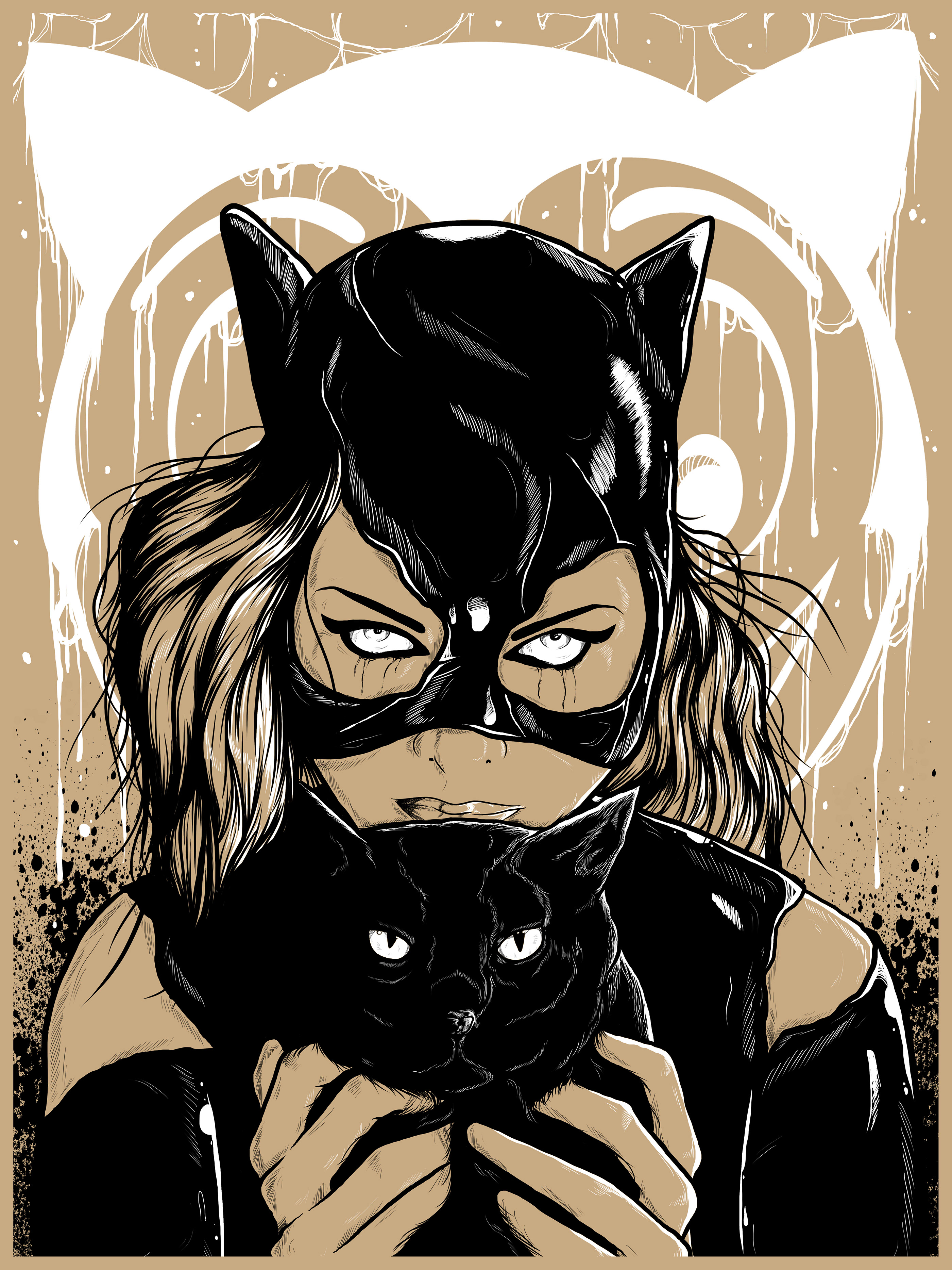 catwoman Cat movie batman Tim Burton design poster print screenprint.
