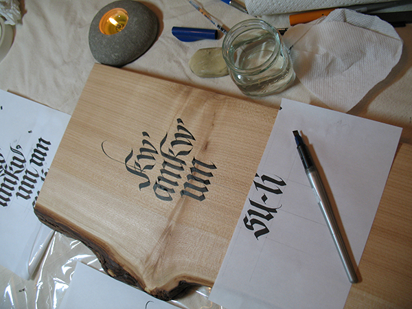 Canadian Calligraphy Calligraphy on wood